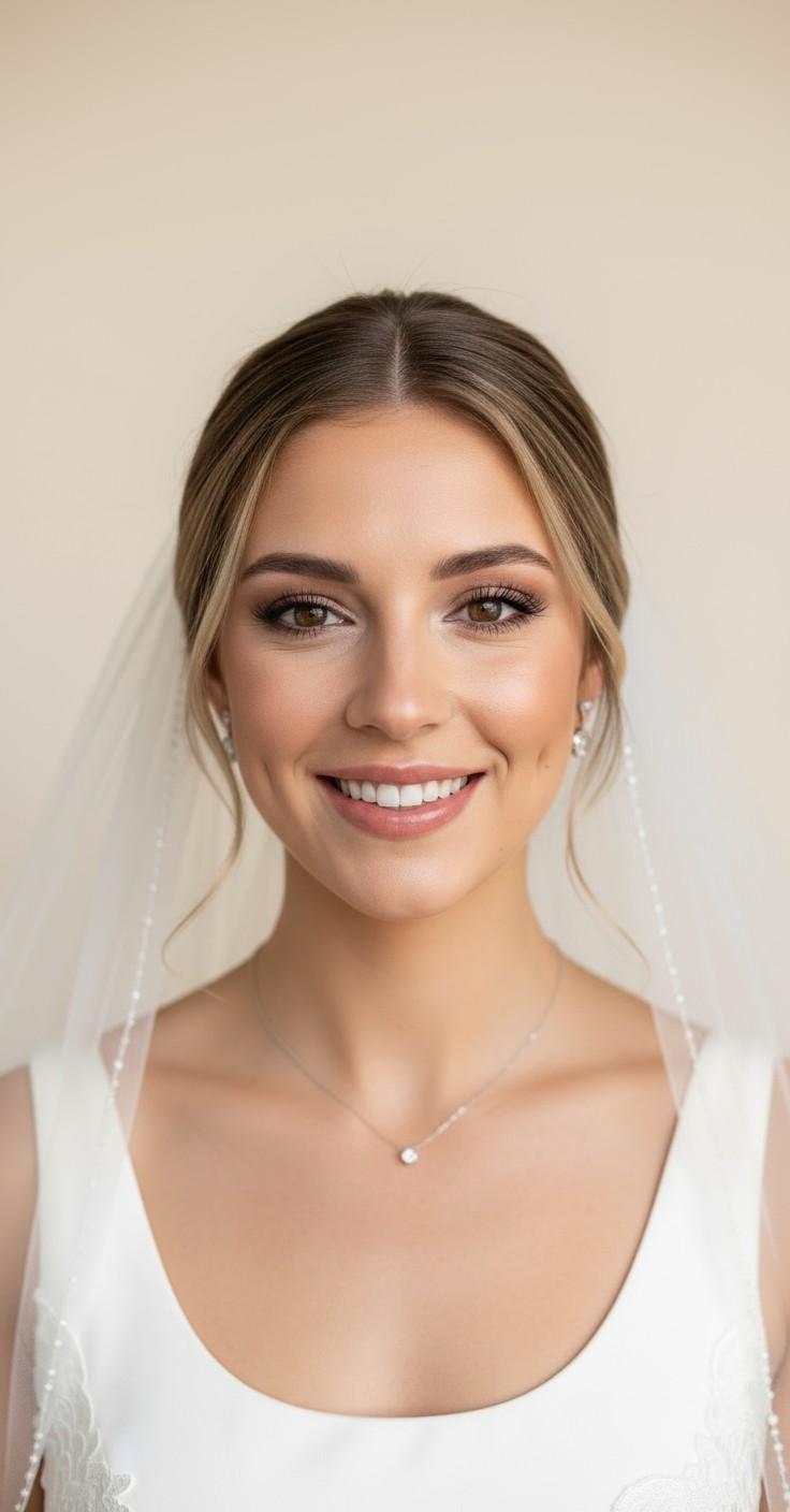 After Low Updo With Veil